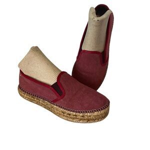 Viscata Barcelona Canvas Espadrilles Red Slip On Summer Boat Vacation platform S
